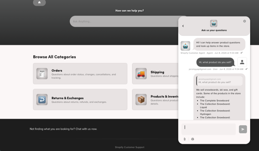 Customer chat product lookup