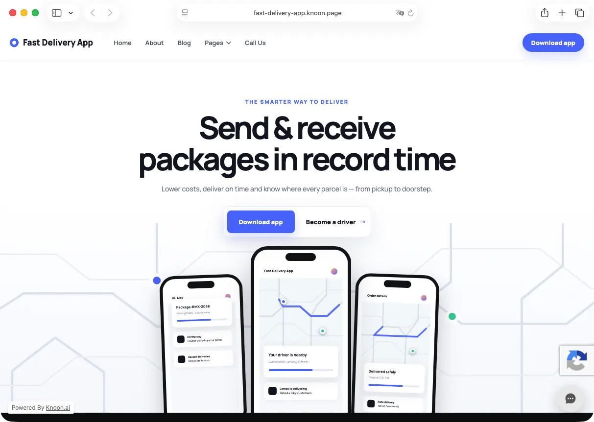 Vibe-coded delivery app website